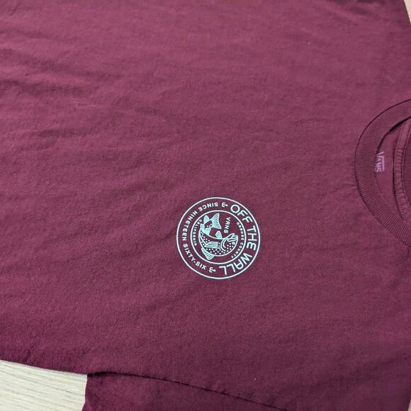 Vans Maroon size medium with baby blue fish graphic print men's t shirt - Picture 2 of 6